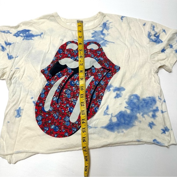Rolling Stones Floral Tie Dye Crop Tongue Band Tee T Shirt Woman’s - Picture 6 of 6